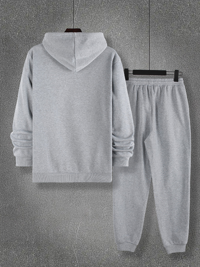 男士休闲连帽运动衫和裤子套装