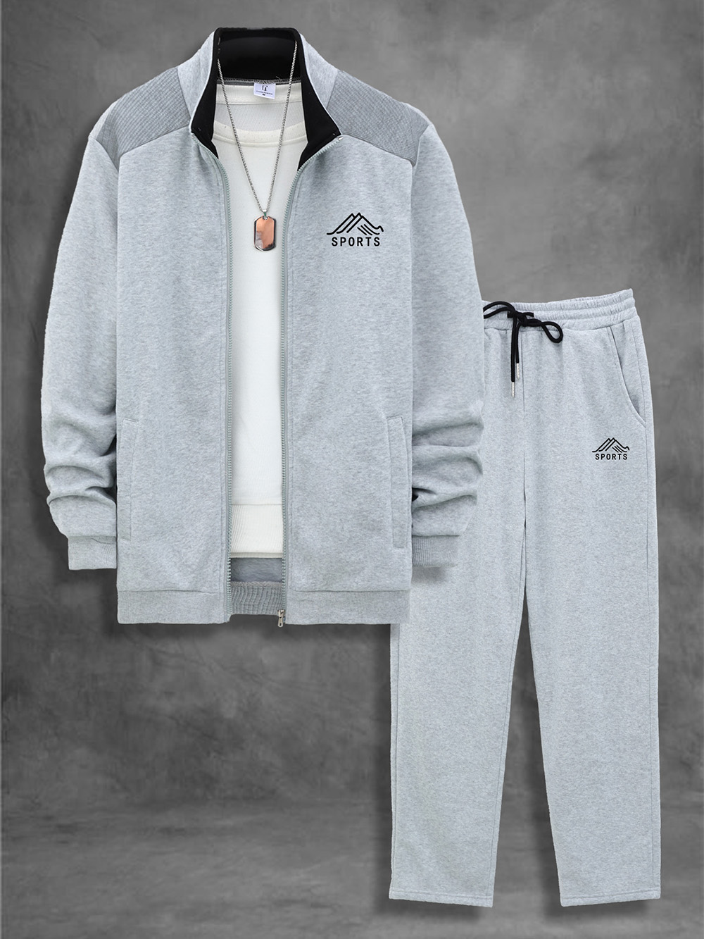 男士休闲摊位衣领外套和慢跑者套装