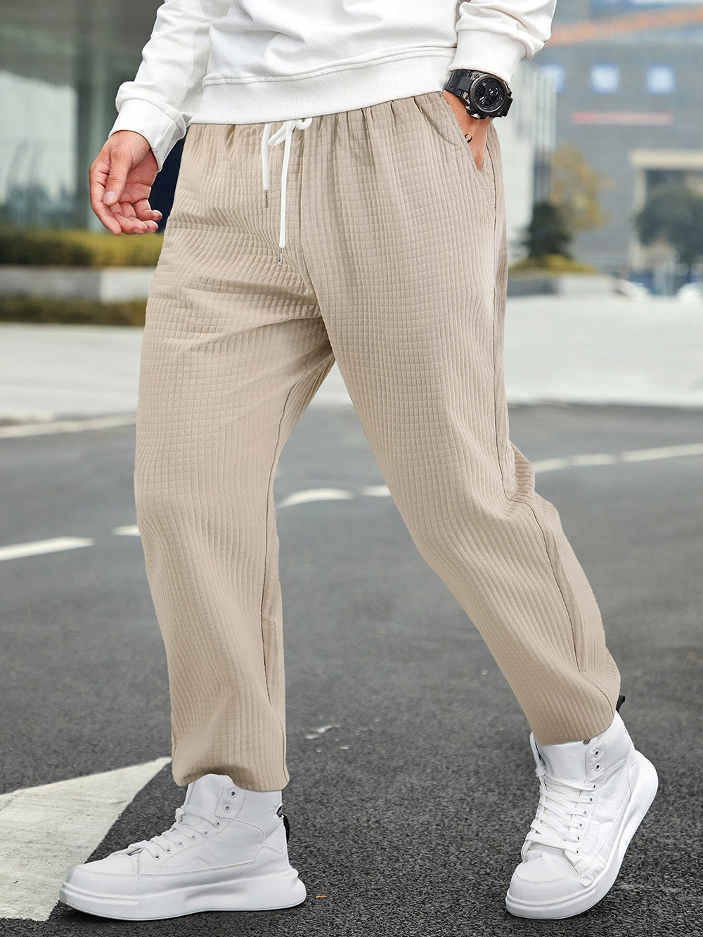 休闲拉链袖口裤