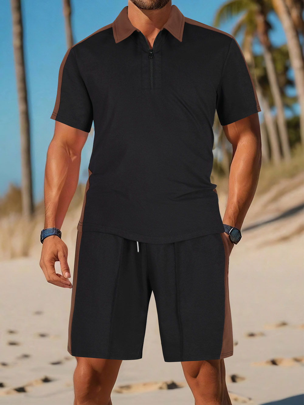 休闲polo衬衫和短裤