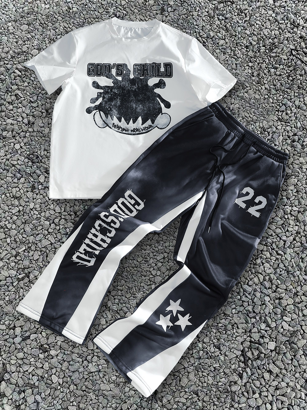 男士船员短袖T恤和裤子套装