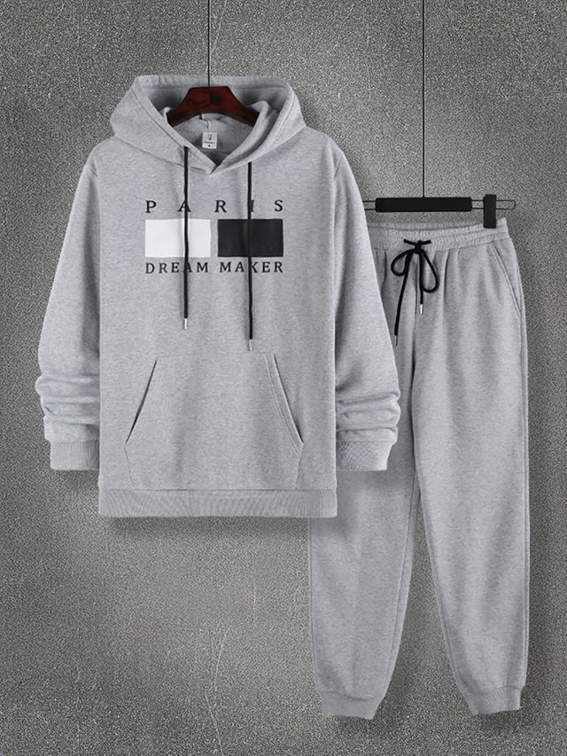 男士休闲连帽运动衫和裤子套装