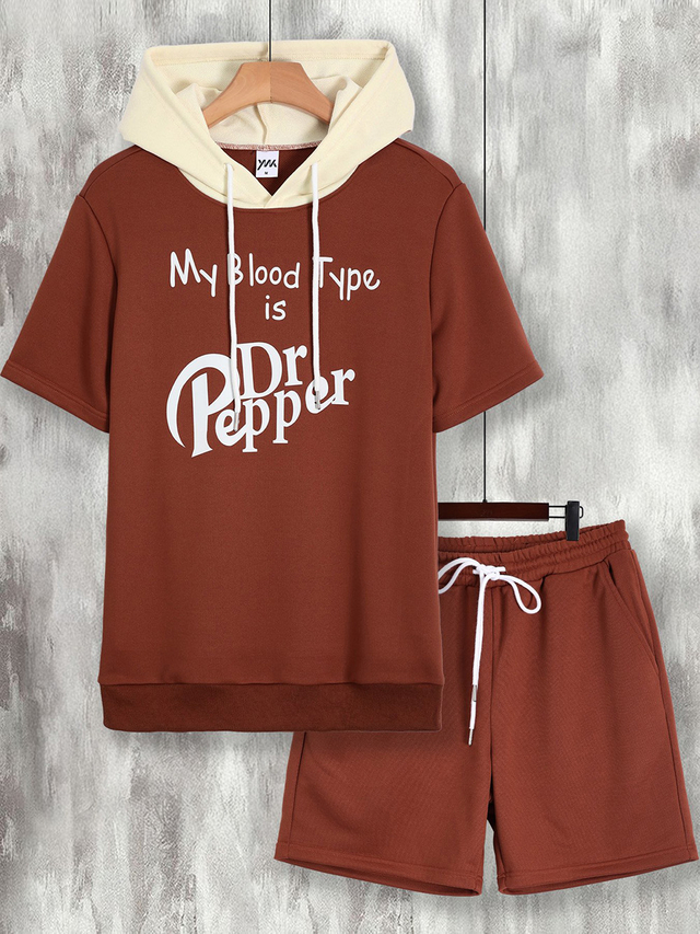 男士休闲连帽运动衫和裤子套装