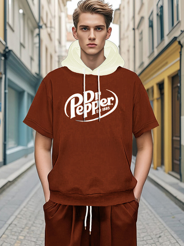 男士休闲连帽运动衫和裤子套装