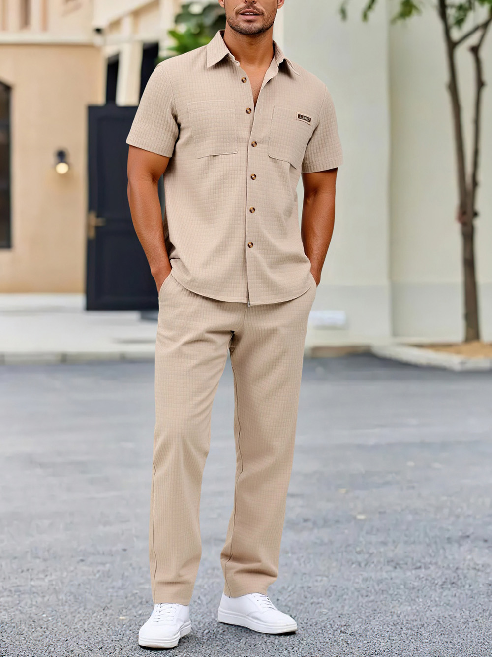 休闲短袖衬衫和裤子