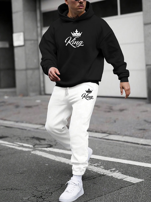 男士休闲连帽运动衫和裤子套2